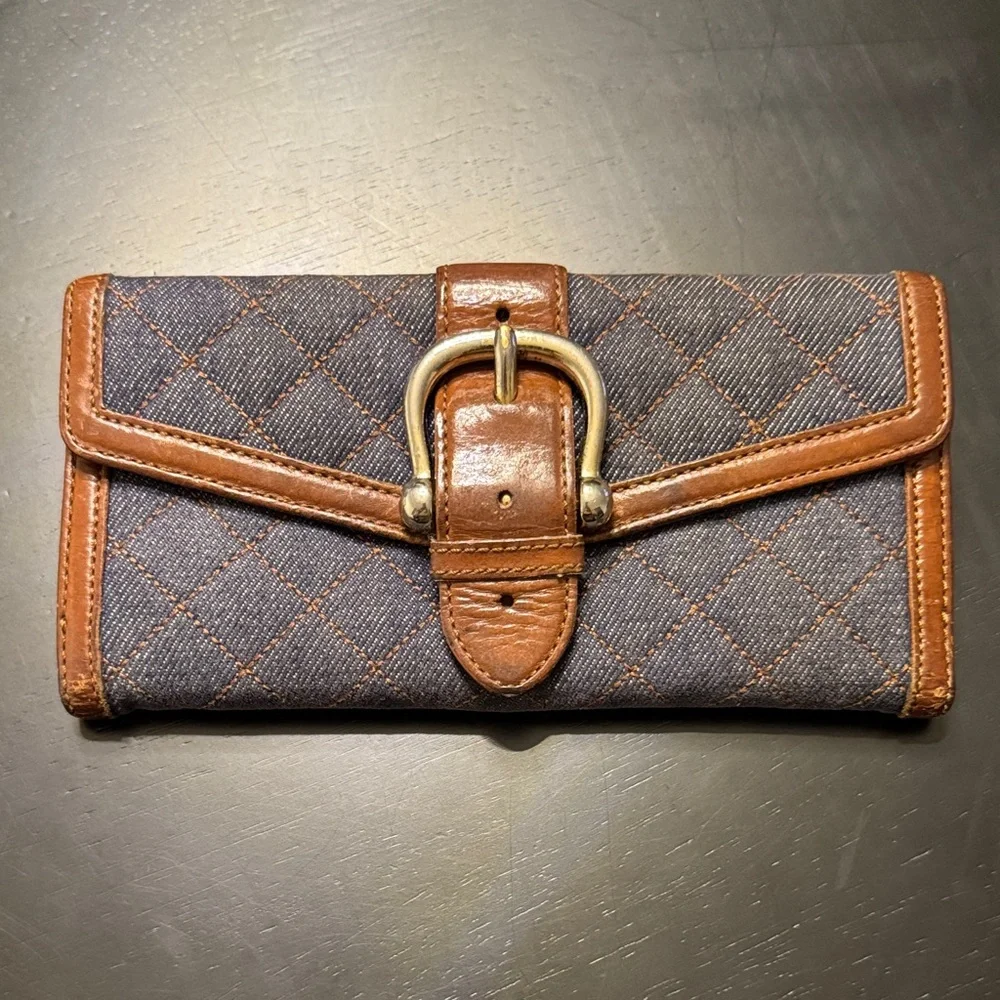 Burberry Quilted Denim And Leather Wallet